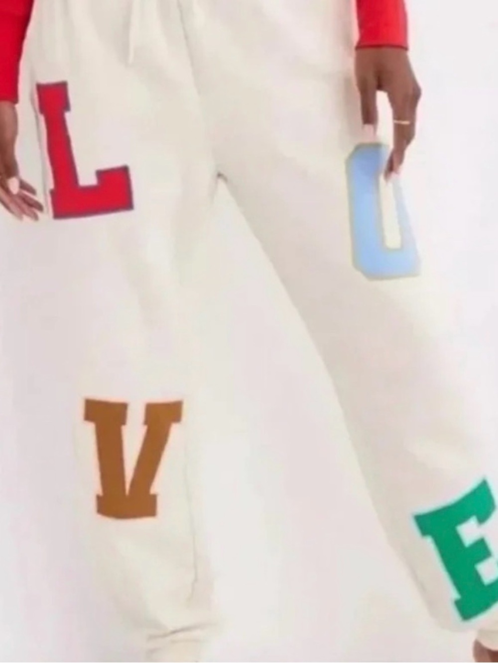Aerie Women's Cream Graphic “LOVE” Letter Jogger Pants